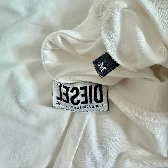 🔥 DIESEL ✅ White Graphic Men's Tee Slim Fit Shirt Diesel Industry Denim Division - Picture 6 of 11